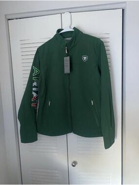 Ariat Kids Green Full-Zip Performance Jacket with Logo Sleeve